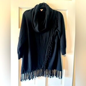 Reba Monica Fringe Cowl Neck Fringe Sweater. Size XL